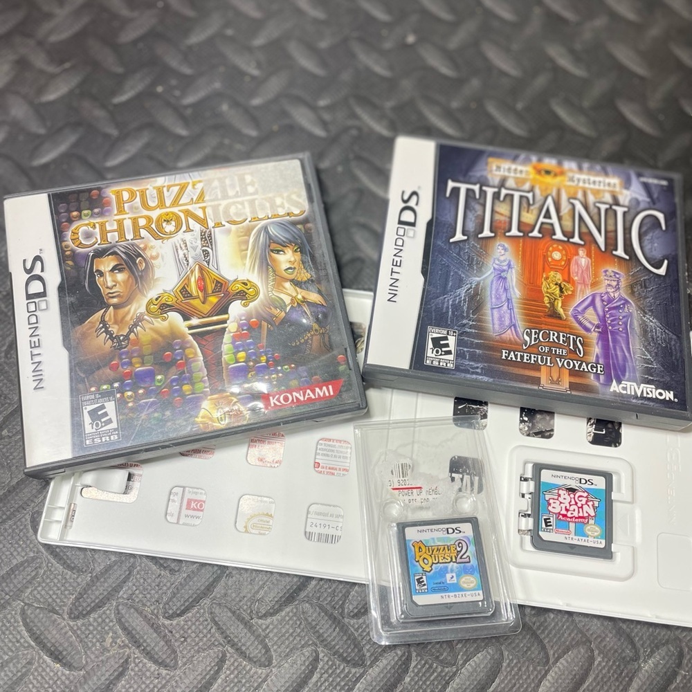 Nintendo DS Puzzle Chronicles, Titanic Secrets, Puzzle Quest 2, Big Brain Acad.